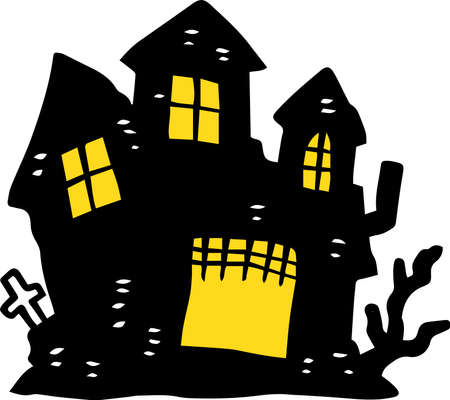 This is an illustration of a hand-painted Halloween castle.のイラスト素材