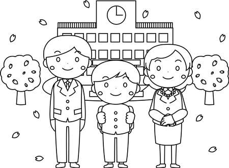 This is an illustration of a new student at the entrance ceremony.のイラスト素材