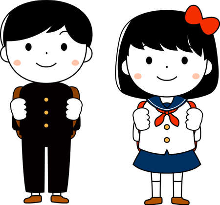 This is an illustration of a new student at the entrance ceremony.のイラスト素材