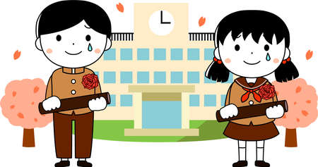 This is an illustration of a graduate of a graduation ceremony.のイラスト素材