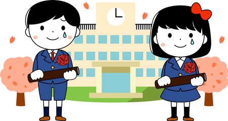 This is an illustration of a graduate of a graduation ceremony.のイラスト素材