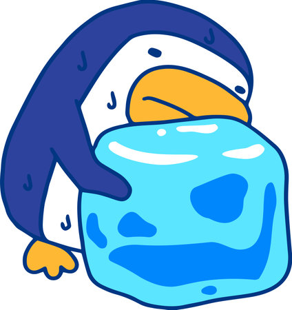 This is an illustration of a hot and sweaty penguin.のイラスト素材