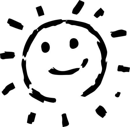 This is a hand-drawn cute sun icon illustration.のイラスト素材