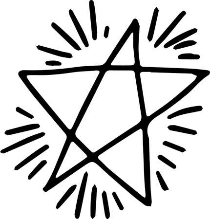 This is an illustration of hand-drawn sparkling star.のイラスト素材