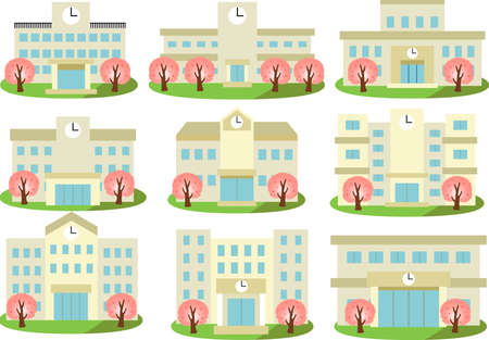 This is an illustration of a Japanese school.のイラスト素材