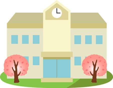 This is an illustration of a Japanese school.のイラスト素材