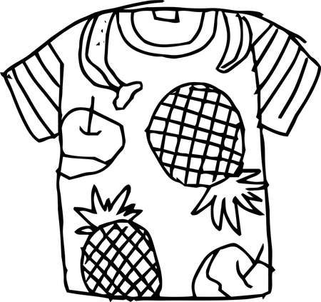 This is a cute and funny T - shirt with pictures.のイラスト素材