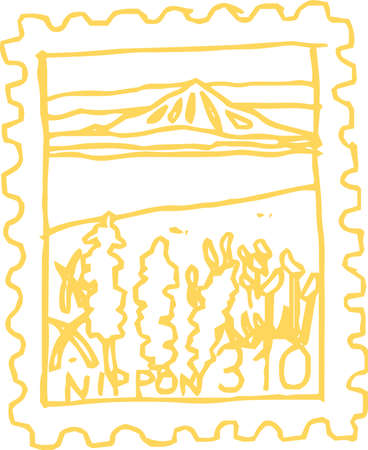 This is a rough sketch of Japanese stamps.のイラスト素材