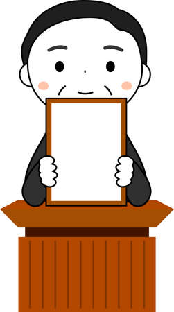 This is an illustration of a politician who has announced the Japanese era.のイラスト素材