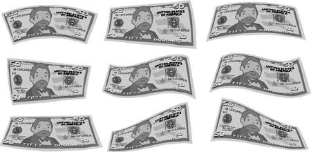 This is an illustration of a bent $ 50 US banknote.のイラスト素材