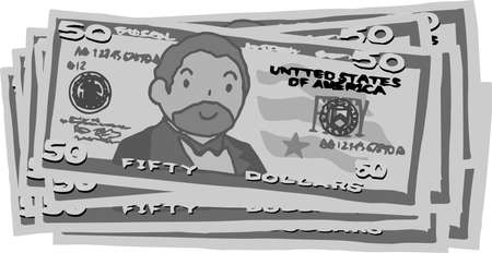 This is an illustration of a bunch of fifty dollars US banknotes.のイラスト素材