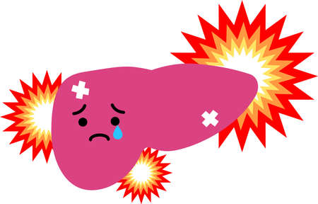 This is an illustration of a cute liver.のイラスト素材