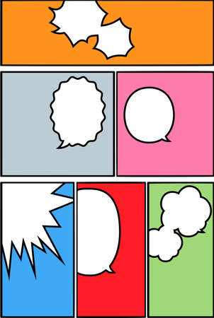 This is a background illustration of a cartoon piece frame with a speech bubble.のイラスト素材