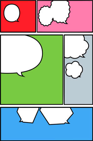 This is a background illustration of a cartoon piece frame with a speech bubble.のイラスト素材