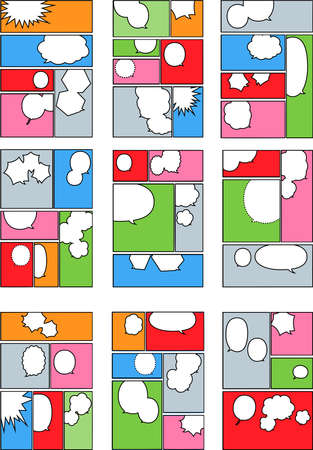 This is a background illustration of a cartoon piece frame with a speech bubble.のイラスト素材