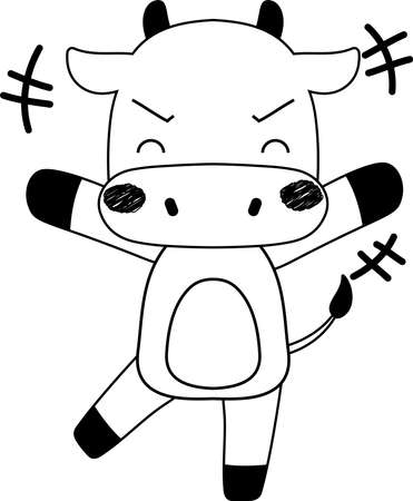 This is a full-length illustration of the cute beef cow character.のイラスト素材