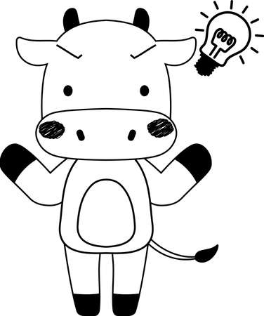 This is a full-length illustration of the cute beef cow character.のイラスト素材