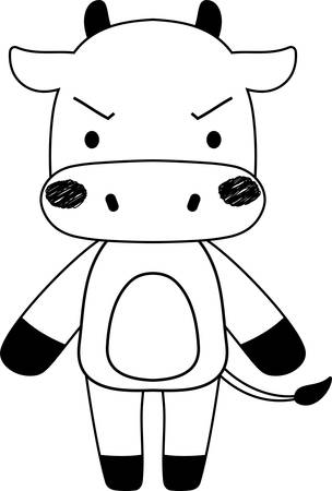 This is a full-length illustration of the cute beef cow character.のイラスト素材