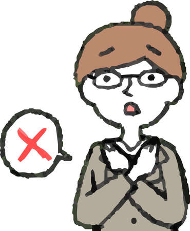 This is a illustration of a business woman wearing glasses face and pose.のイラスト素材