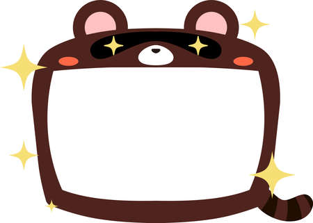 This is a illustration of Cute Raccoon whiteboardのイラスト素材