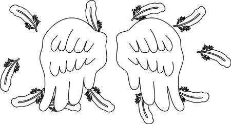 This is a illustration of Angel wings of feathers flutteringのイラスト素材