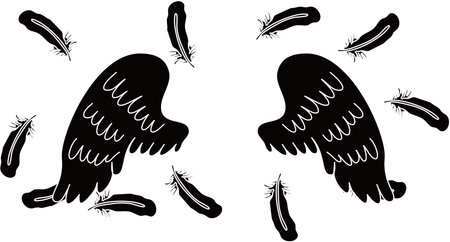 This is a illustration of Angel wings of feathers fluttering
