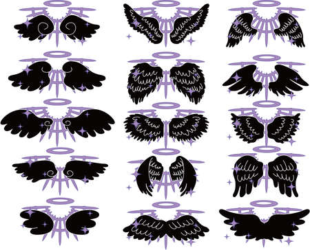 This is a illustration of Divine Angel wings with haloのイラスト素材