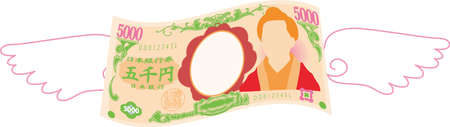 This is a illustration of Feathered Deformed Japan's 5000 yen noteのイラスト素材
