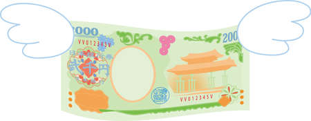 This is a illustration of Feathered Deformed Japan's 2000 yen noteのイラスト素材