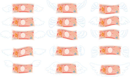 This is a illustration of Feathered Back side of Deformed Japanese 10000 yen noteのイラスト素材