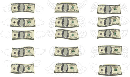 This is a illustration of Feathered Deformed 100 dollars noteのイラスト素材
