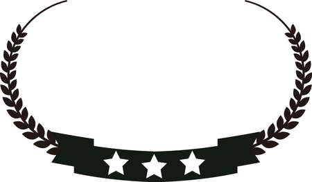 This is a illustration of Wide Round frame of laurel and three star Ribbon のイラスト素材