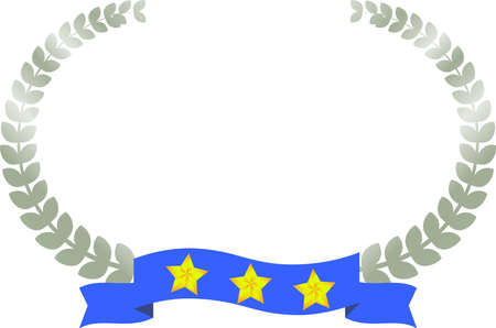 This is a illustration of Wide Round frame of laurel and three star Ribbon のイラスト素材