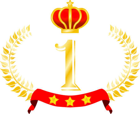 This is a illustration of Wide Round frame of laurel and crown and Ribbonのイラスト素材