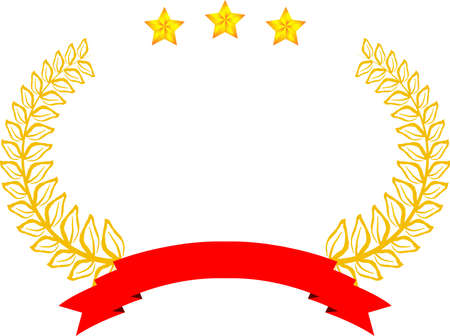 This is a illustration of Wide Round frame of three star laurel and Ribbon のイラスト素材
