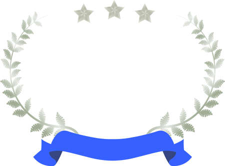 This is a illustration of Wide Round frame of three star laurel and Ribbonのイラスト素材