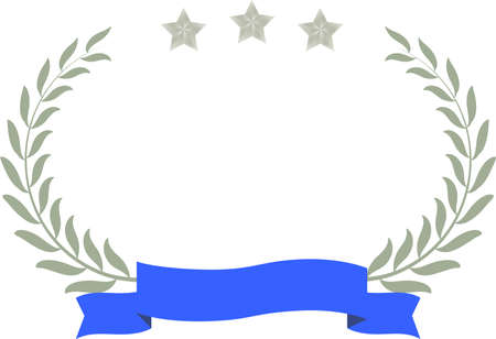 This is a illustration of Wide Round frame of three star laurel and Ribbon のイラスト素材
