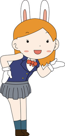 This is a illustration of cosplayer girl in a sailor suit with Rabbit ears のイラスト素材