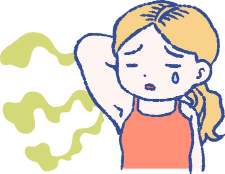 This is a illustration of Woman suffering from armpit odorのイラスト素材