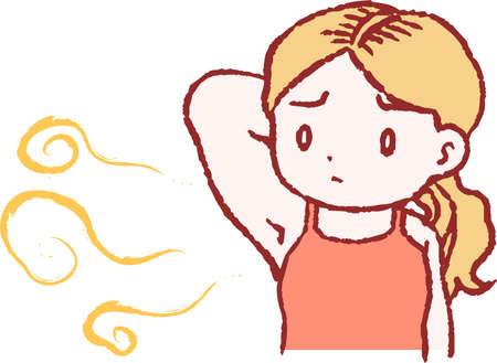 This is a illustration of Woman suffering from armpit odorのイラスト素材