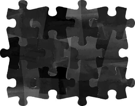 This is a illustration of Monochrome Watercolor Puzzleのイラスト素材