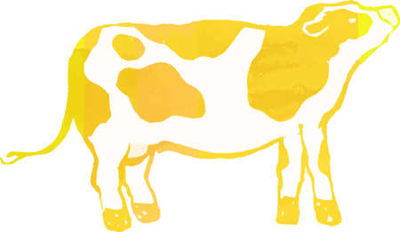 This is a illustration of Watercolor style Hand drawn realistic dairy cowillustrationのイラスト素材