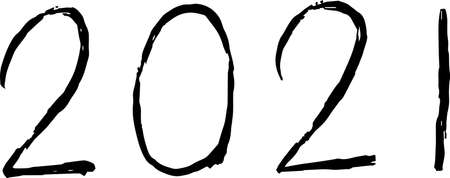 This is a illustration of New Years cards 2021 character with a brushのイラスト素材