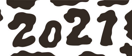 This is a illustration of 2021 Holstein cow characterのイラスト素材