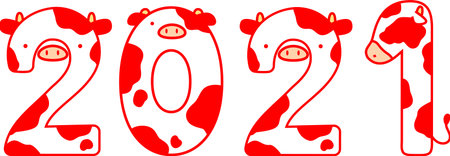 This is a illustration of 2021 Red cow character