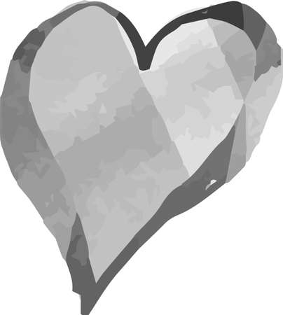 This is a illustration of Monochrome Watercolor-like handwriting Cute heart with Black frameのイラスト素材