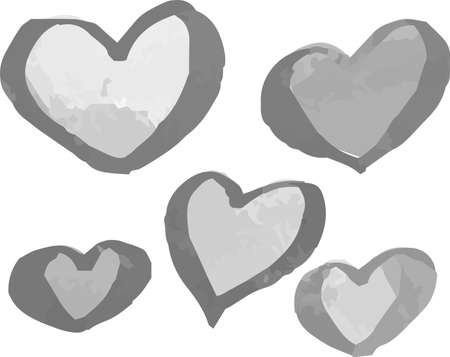 This is a illustration of Monochrome Watercolor-like handwriting Cute heart with Black frameのイラスト素材
