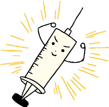 This is a illustration of Hand drawn cute medical syringeのイラスト素材