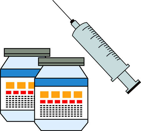 This is a illustration of cute virus preventive vaccine injectionのイラスト素材