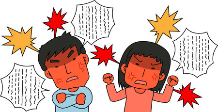 This is a illustration of angry couple making a fierce complaintのイラスト素材